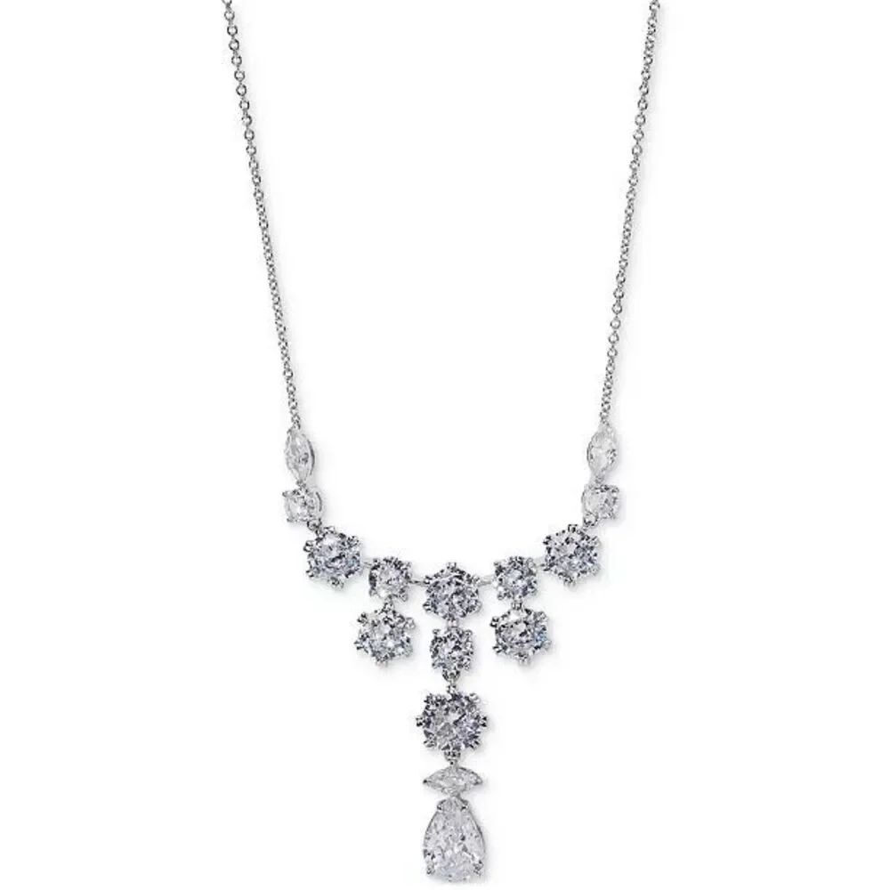 Eliot Danori Cubic Zirconia Statement Necklace Silver CZ Bridal Wedding 16”+2”